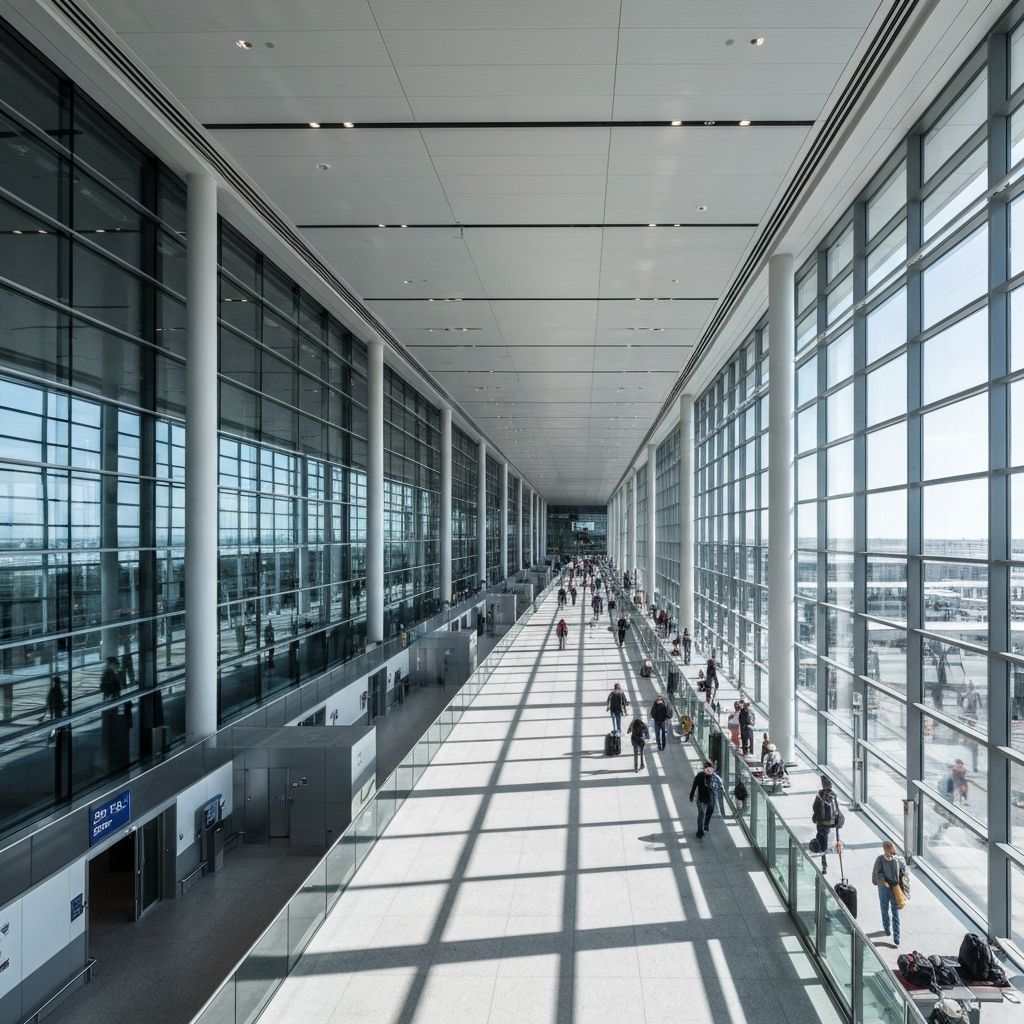 Modern terminal interior at Zurich Airport
